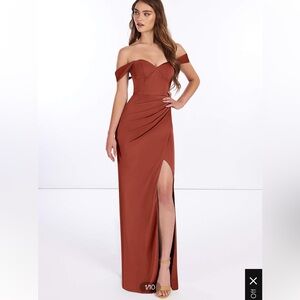 Azazie Terracotta Stretch Satin Mila size 4/6